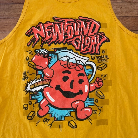 New Found Glory Kool-Aid Tank Top Yellow Oh Yeaahhh! Shirt Size Large - Picture 5 of 6